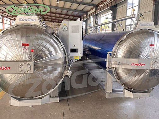 車間3台1200x4500cm全（quán）自動蒸汽（qì）殺菌鍋發往湖南博（bó）士康